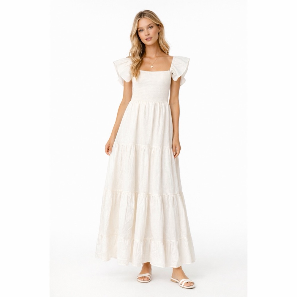 Petal & Pup Smocked Tiered Flutter Sleeve Maxi